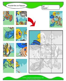Puzzle Kes Yapıştır Çalışma Sayfaları